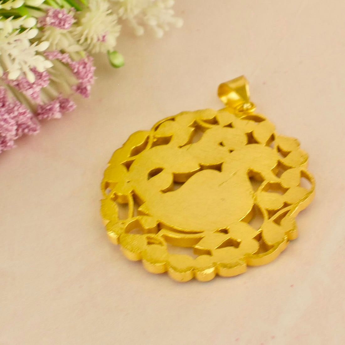 Elegant Peacock Design Jadau Kundan Locket in Gold Style