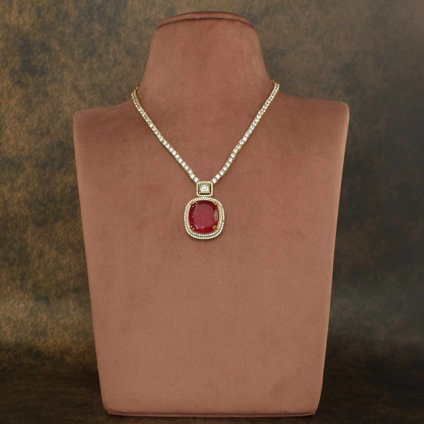 Exquisite Charm: Zirconia Necklace Set with High quality rhodium and 22k Gold plating