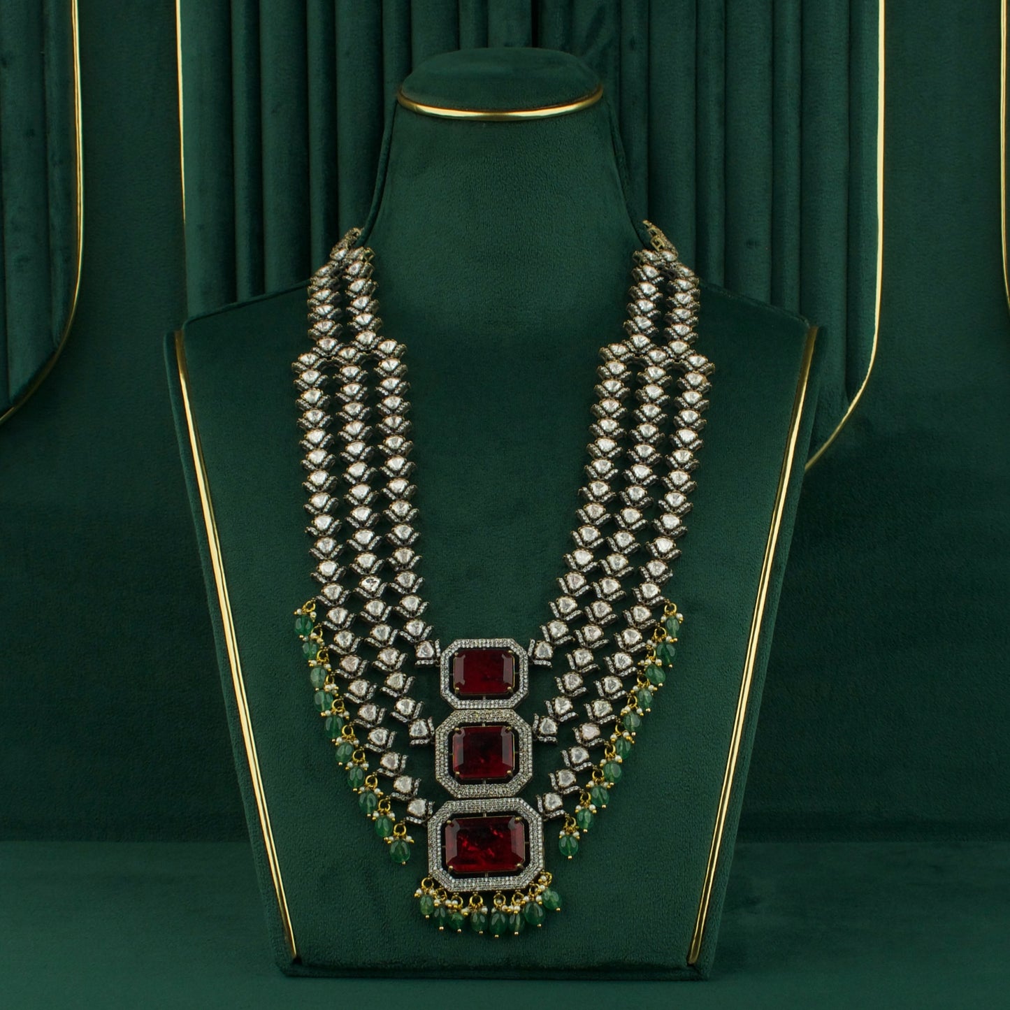 Grand Bridal Polki Necklace With Earrings