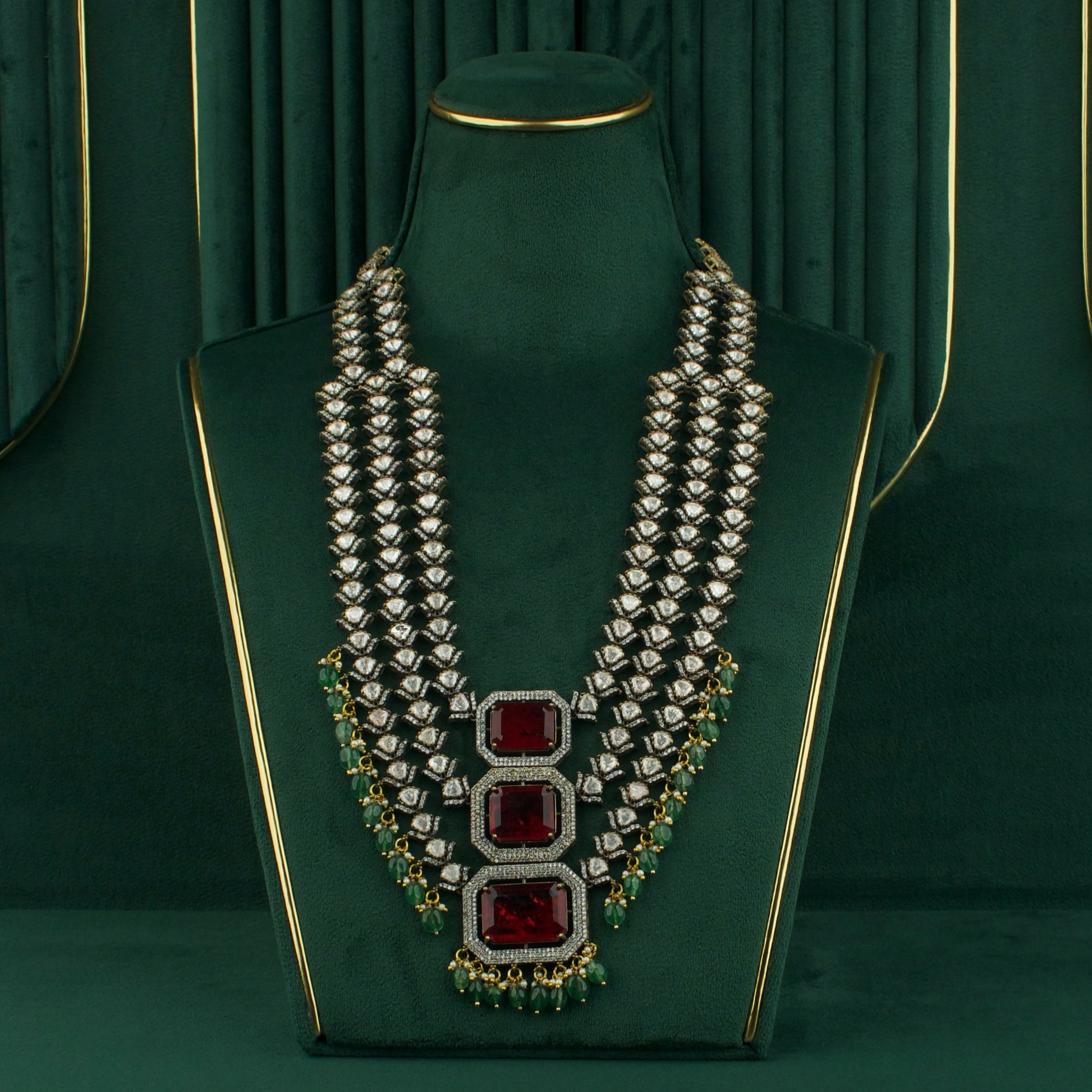 Grand Bridal Polki Necklace With Earrings