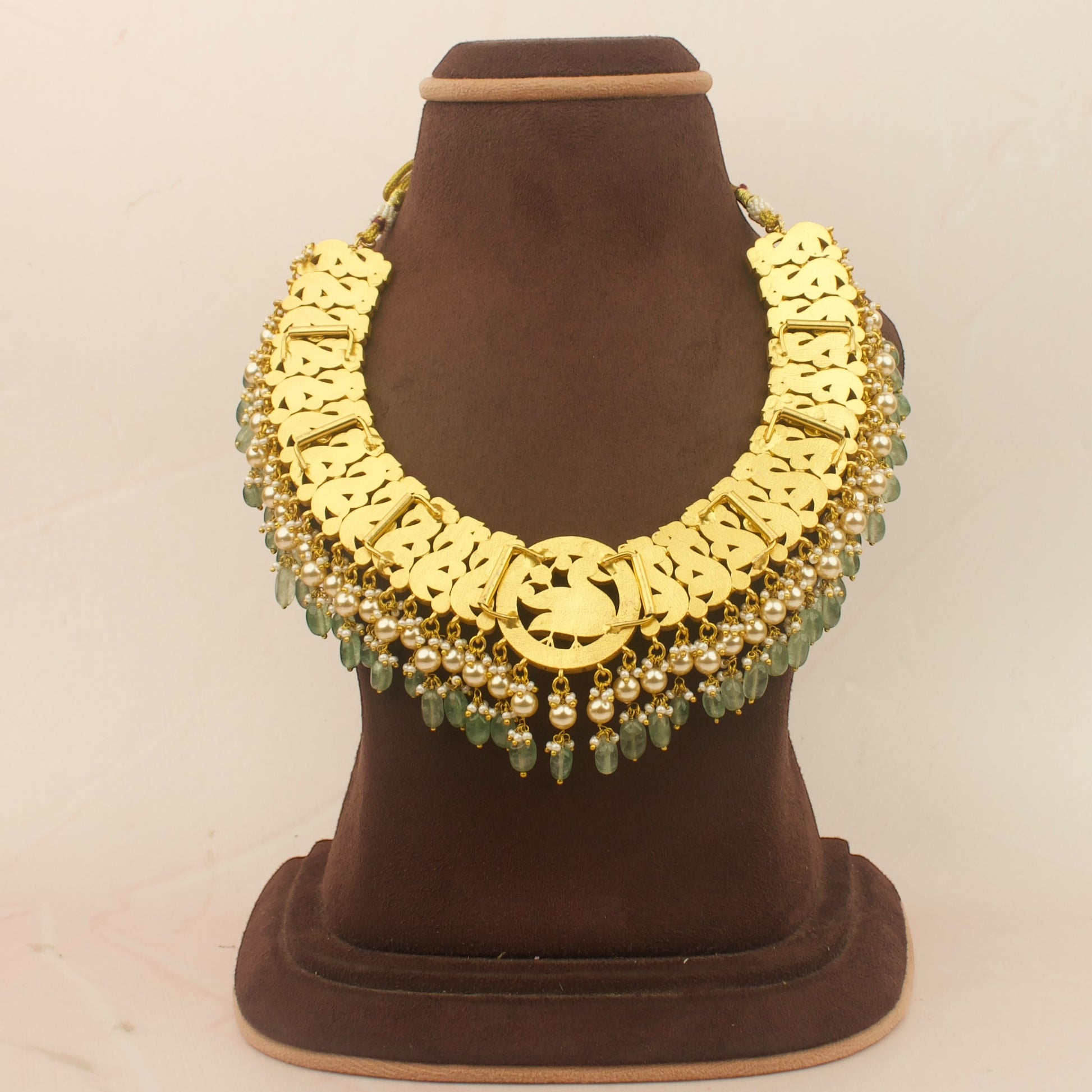 Bridal Jadau Kundan Necklace With Pearl & Bead Hanging