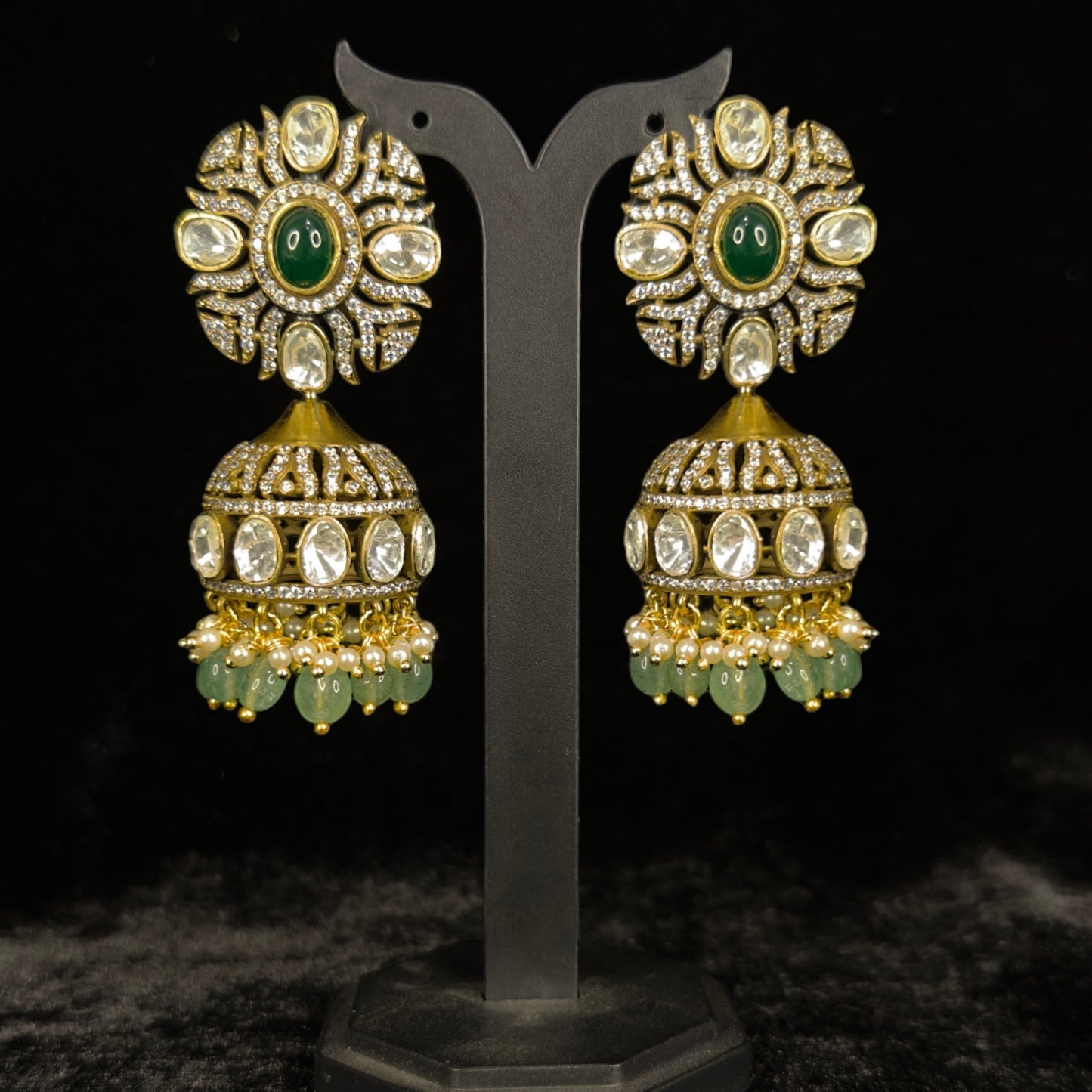 Victorian Moissanite Jhumka in pushback style