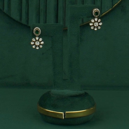 Floral Sleek Design Polki Victorian Necklace With Matching Earrings