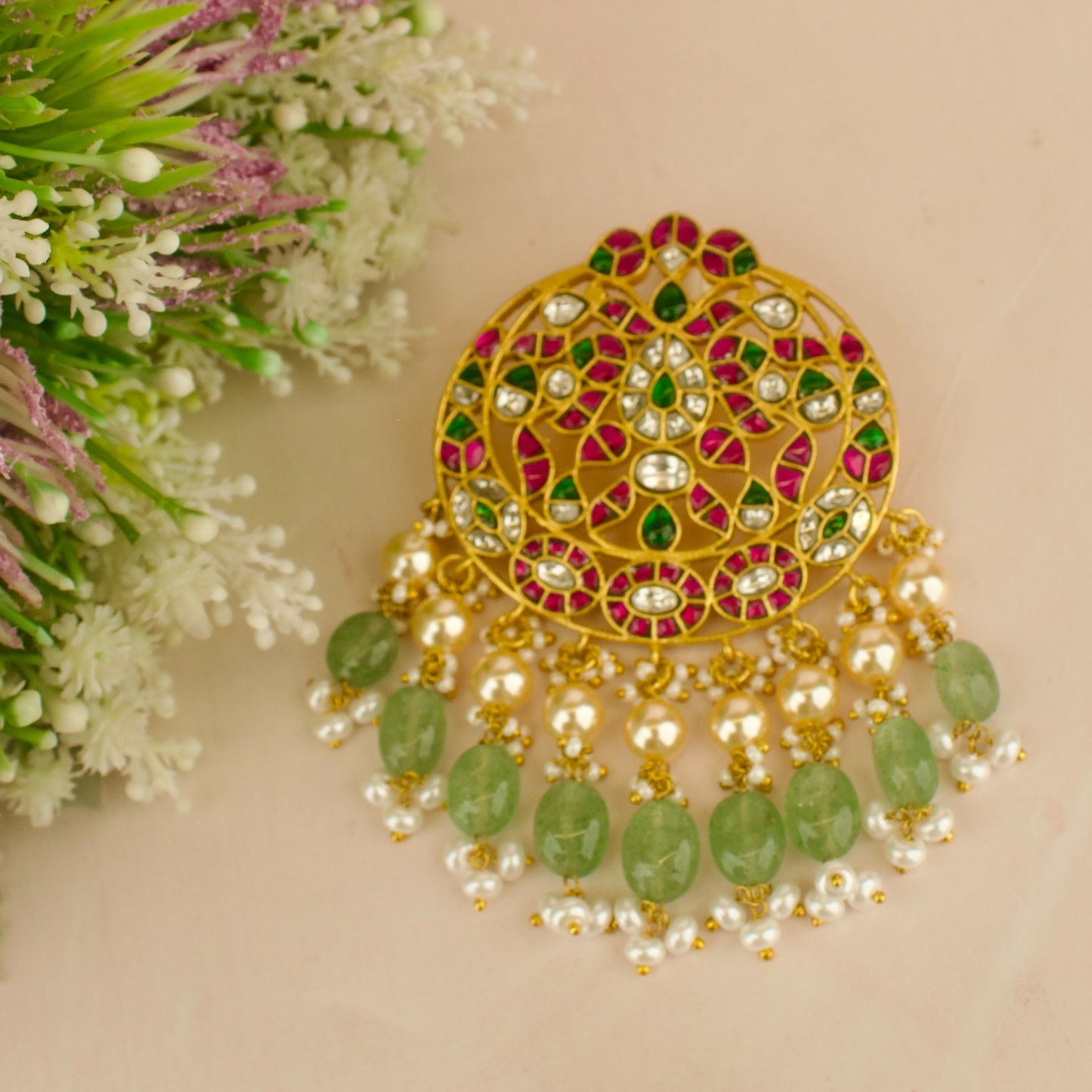 Bridal Exquisite floral Design Jadau Kundan Locket