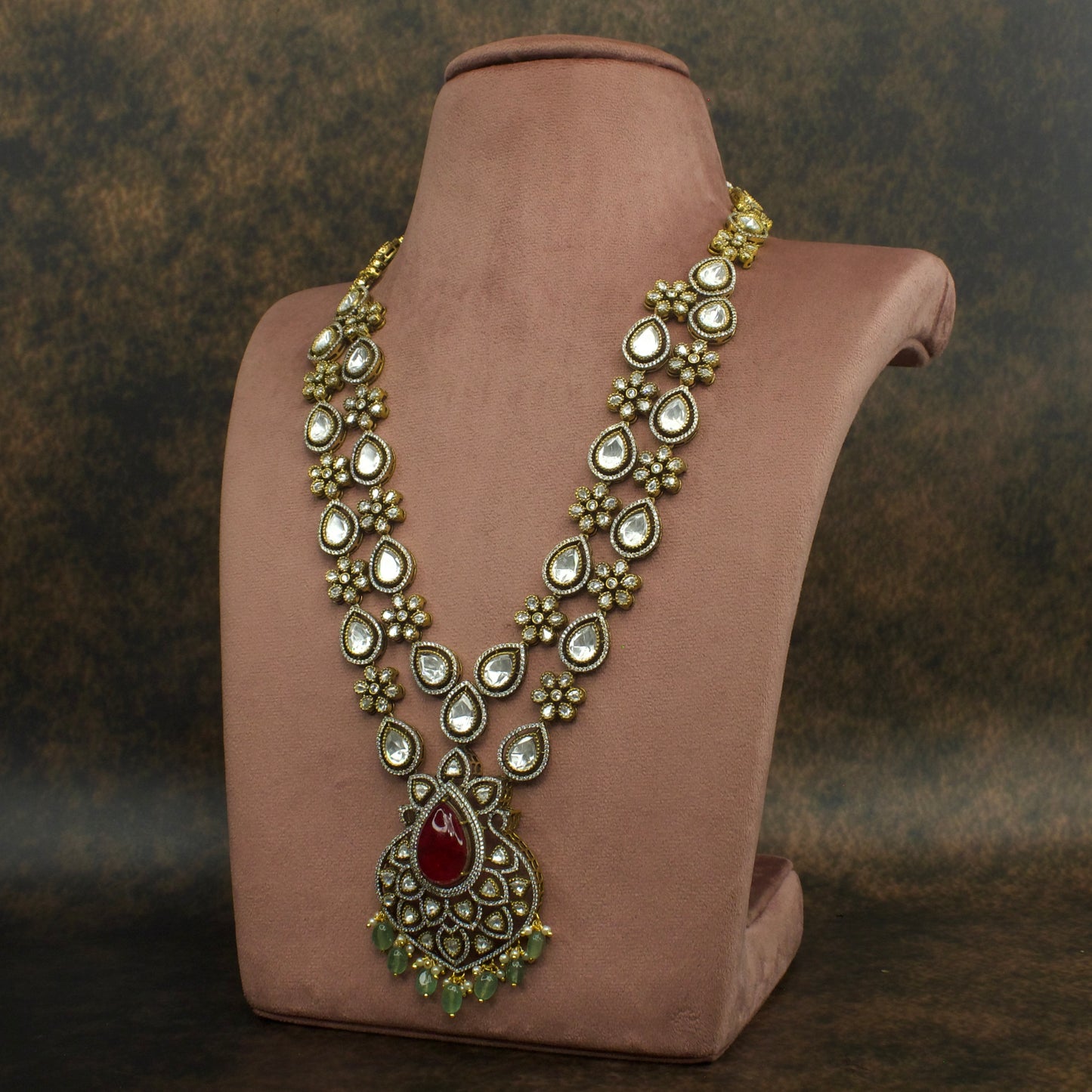 Victorian Moissanite Necklace Set with Teardrop Stones