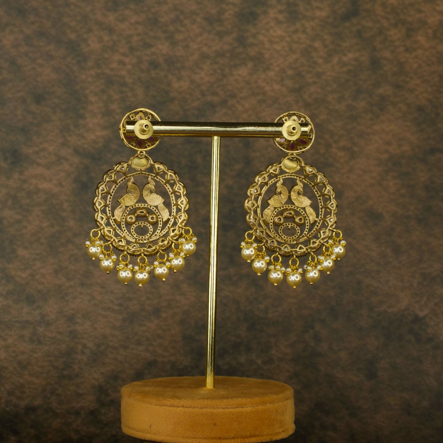 Floral Ring peacock design Victorian Chandbali Earrings