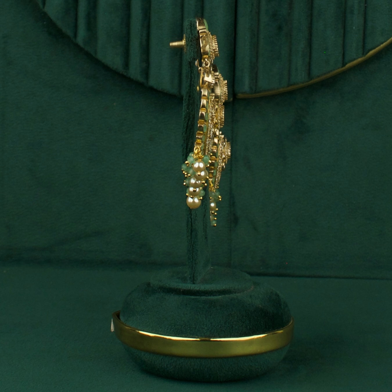 Bridal Polki Victorian ChandBali with Swarovski Pearls