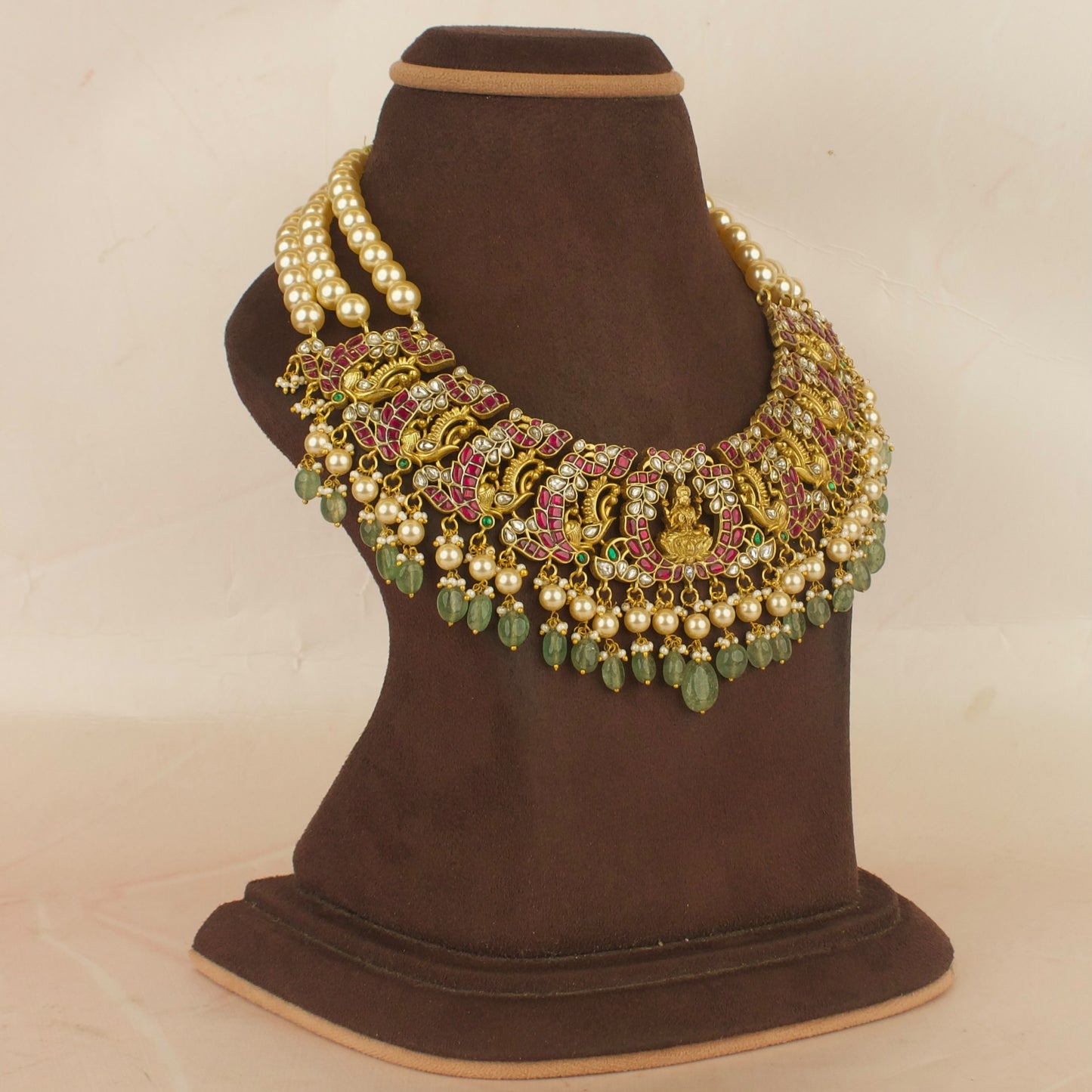 Statement Lakshmi Devi Design Jadau Kundan Beads Necklace
