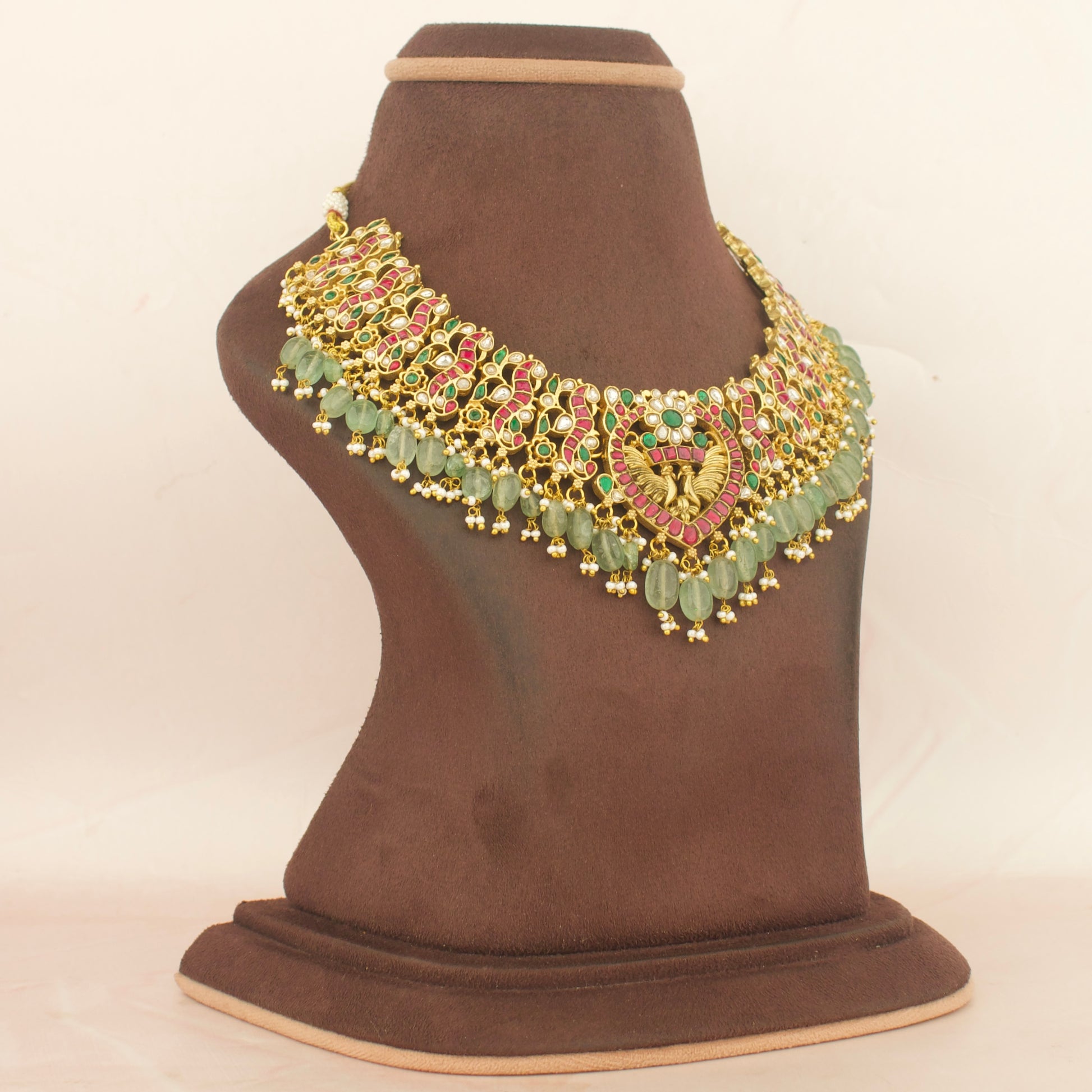 Alluring Jadau Kundan x Nakshi Short Necklace With Guttapusalu Hangings