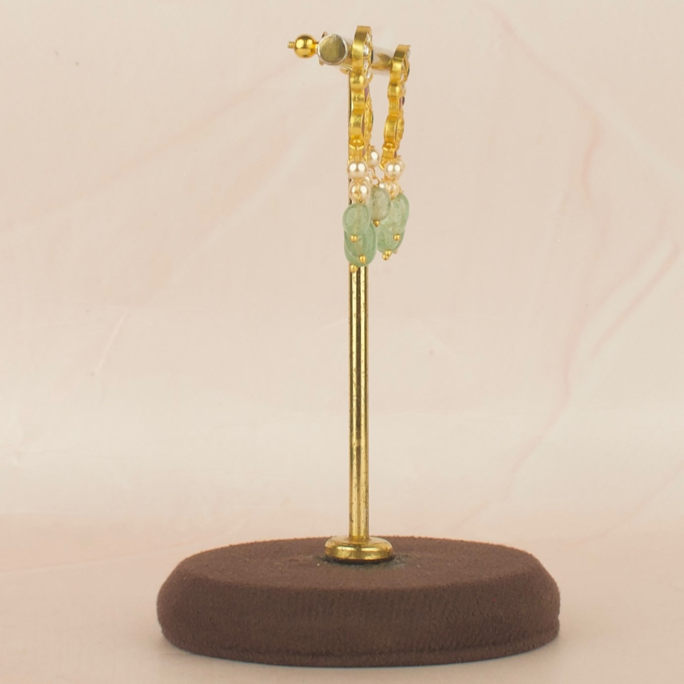 Exclusive floral Design Jadau Kundan Chand Bali with Beads