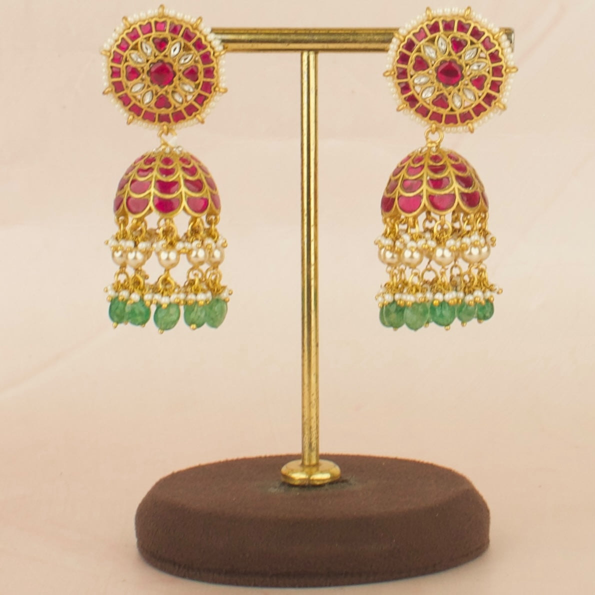 Bridal Festive Jadau Kundan Jhumki with Beads Hanging