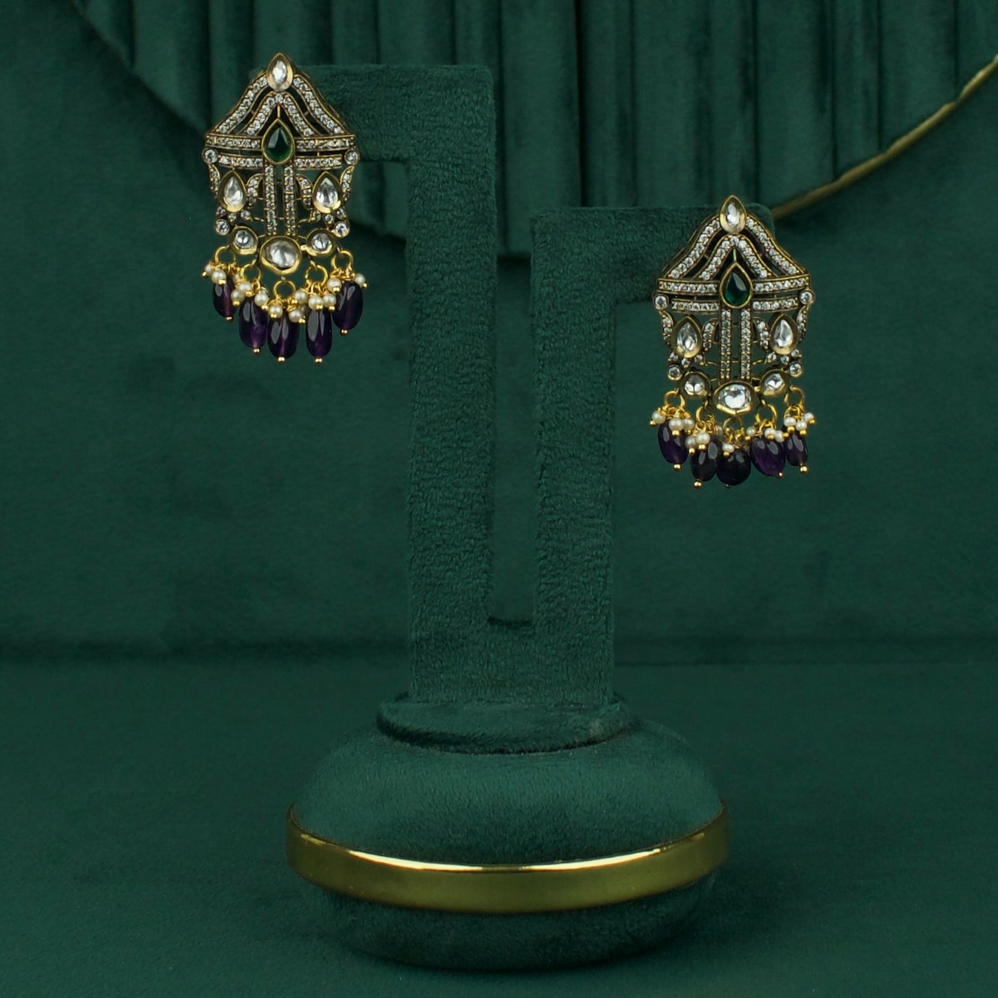 Lord Balaji Victorian Beads Mala in royal amethyst colour - DULHAN JEWELS