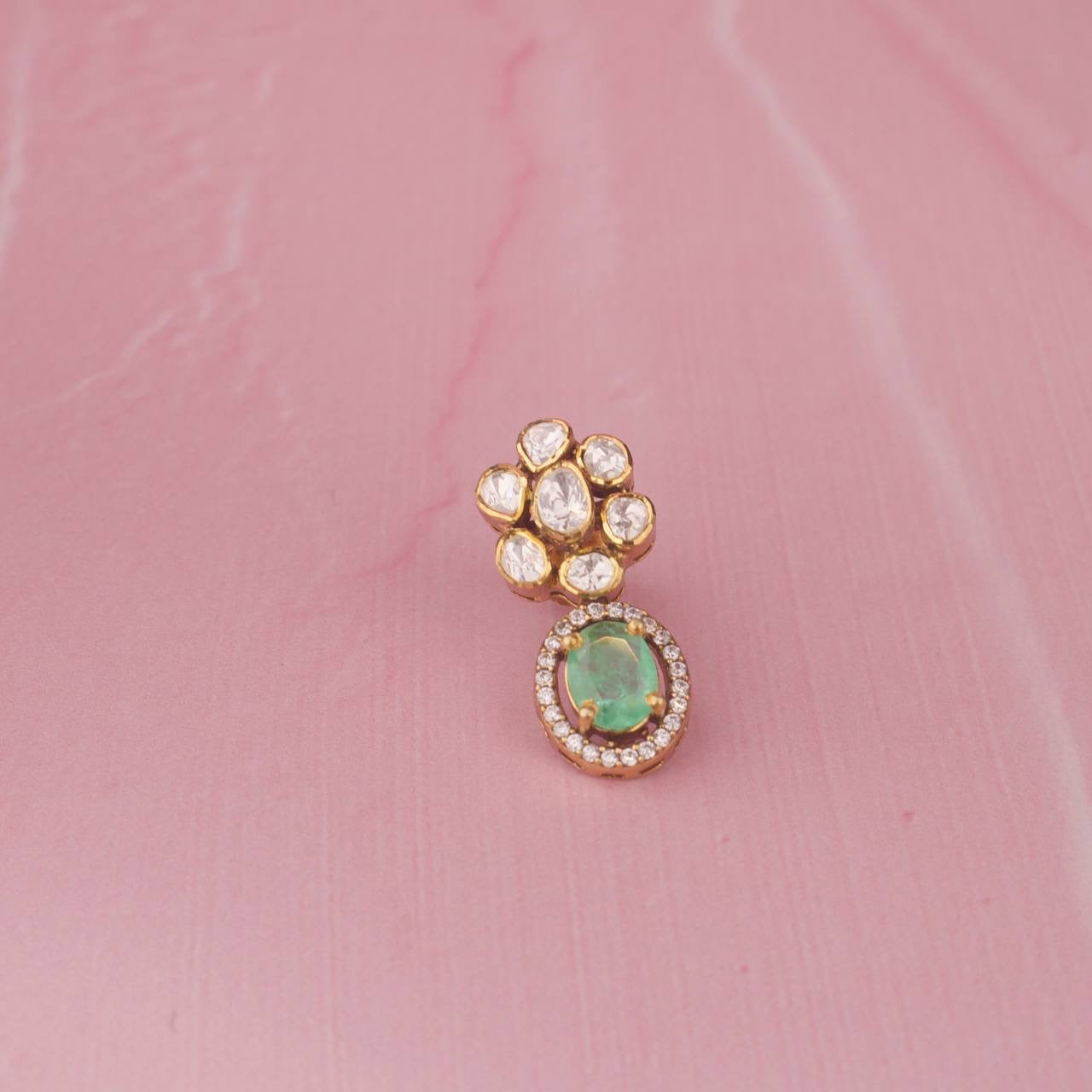 Single Layer Polki Necklace Set In Pure 925 Silver