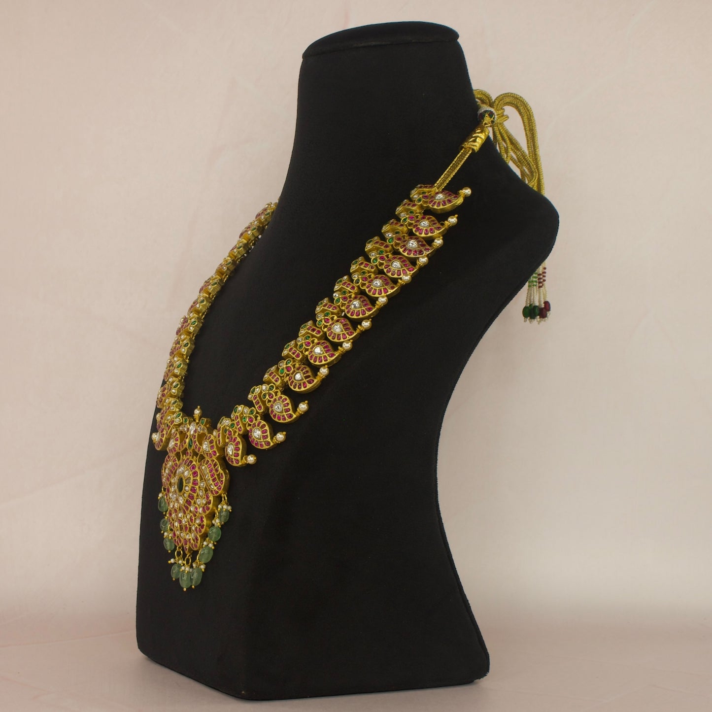 Majestic Gold Plated Jadau Kundan Long Mango Necklace