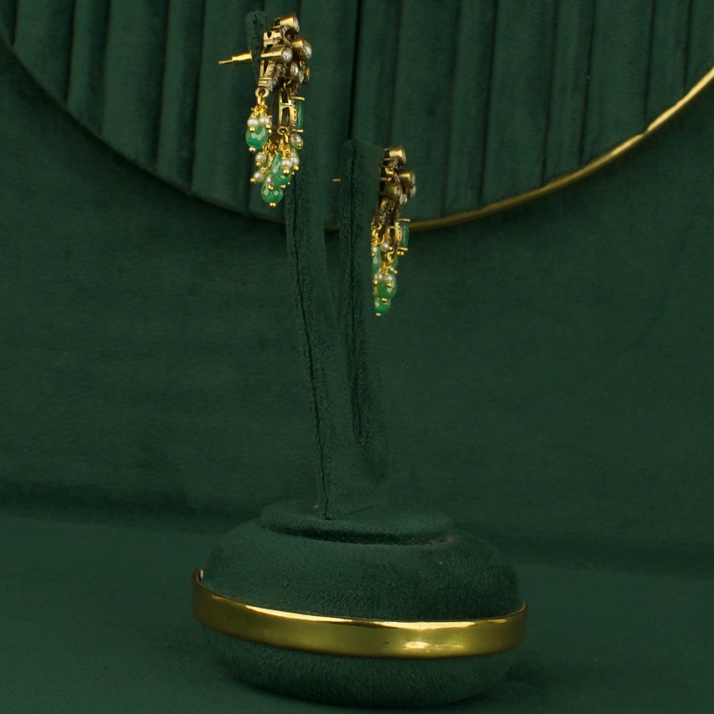 Majestic Design Fusion Kundan & Polki Victorian Earrings with Beads
