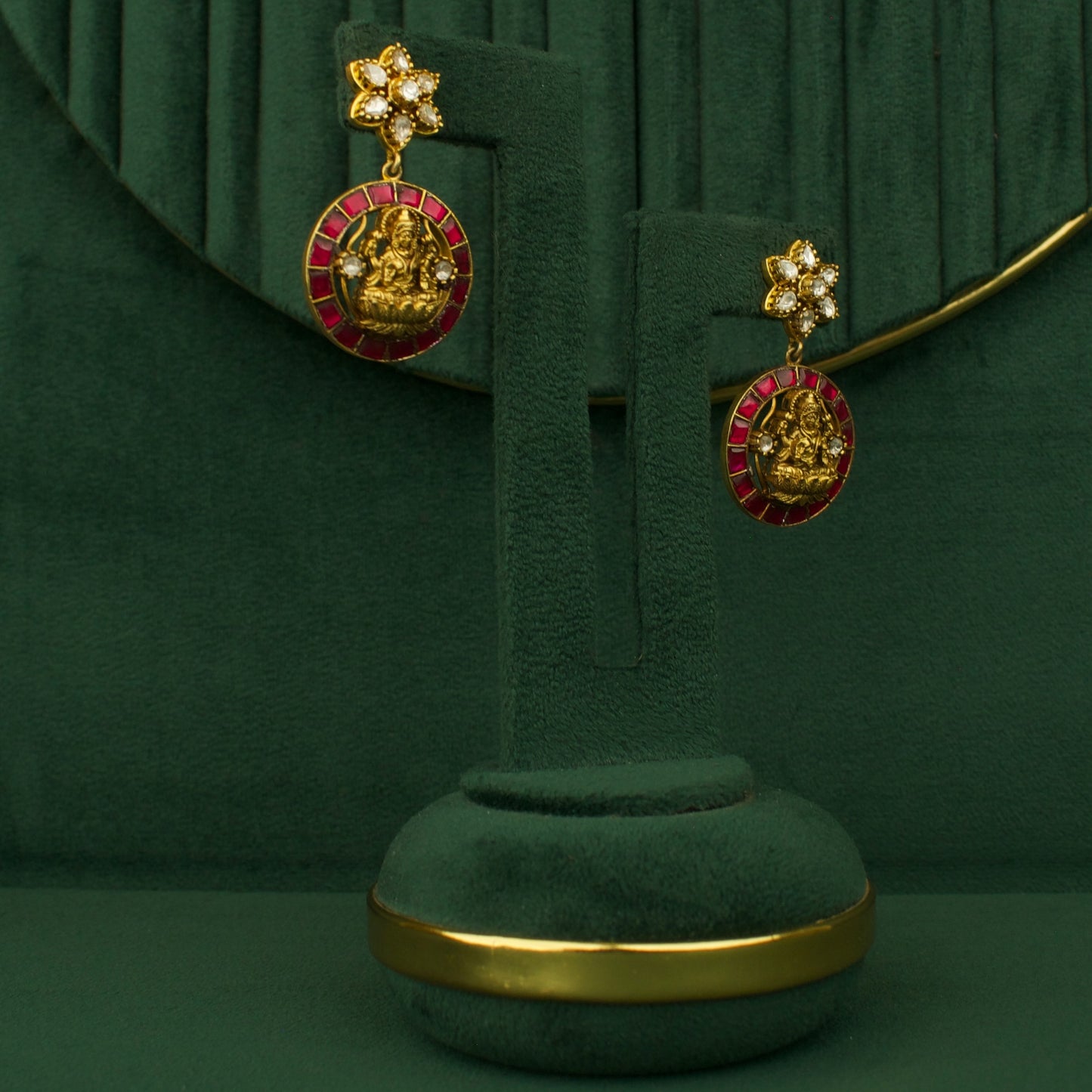 Floral Laksmi Devi Design Mehandi Victorian Necklace with Matching Earrings