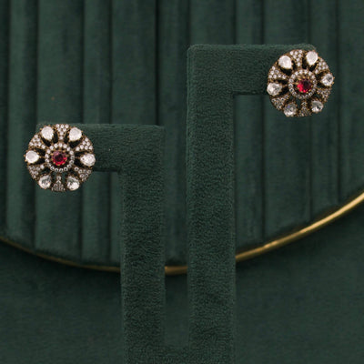 Classic Victorian Stud Earrings With Floral Design