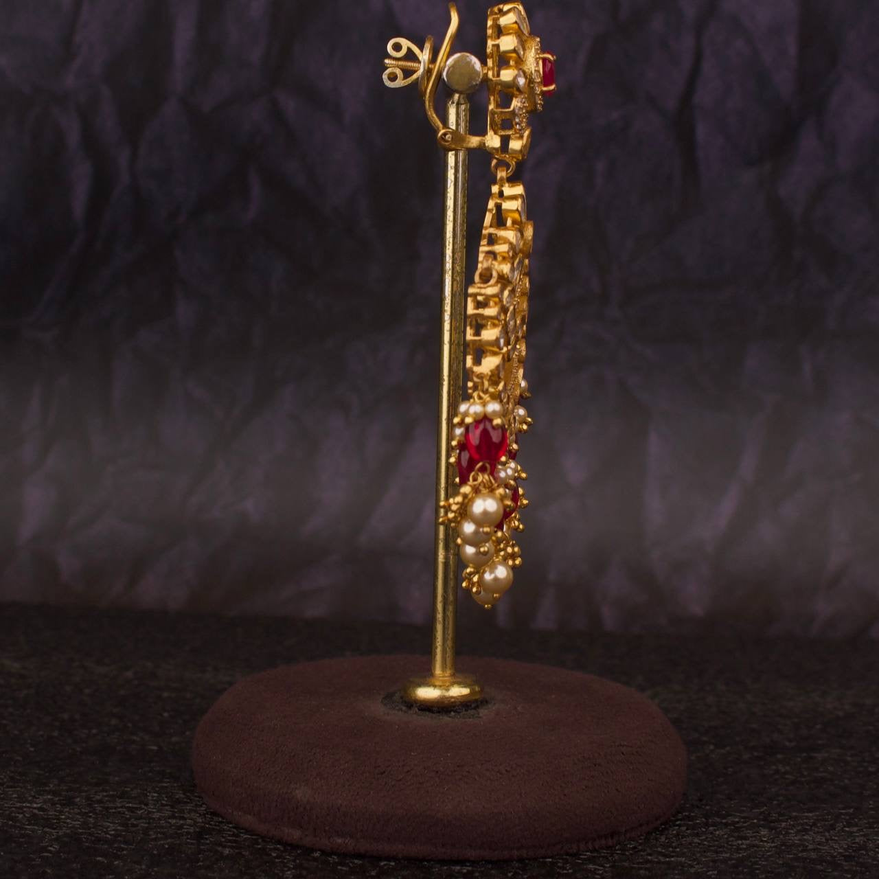 Bridal 925 Silver Gold Coated Moissanite Polki Chandbali Earrings