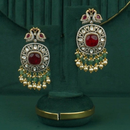 Grand Fusion Kundan & Polki Victorian Mehandi Necklace With Matching Earrings
