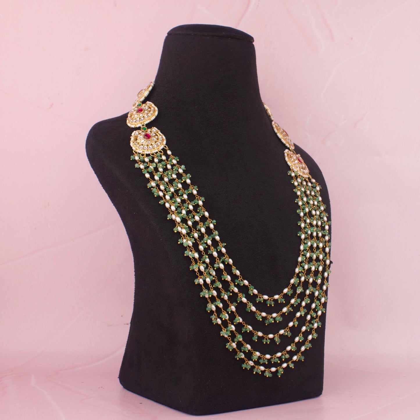 Elegant Jadau Kundan 6-Layers Beads Mala