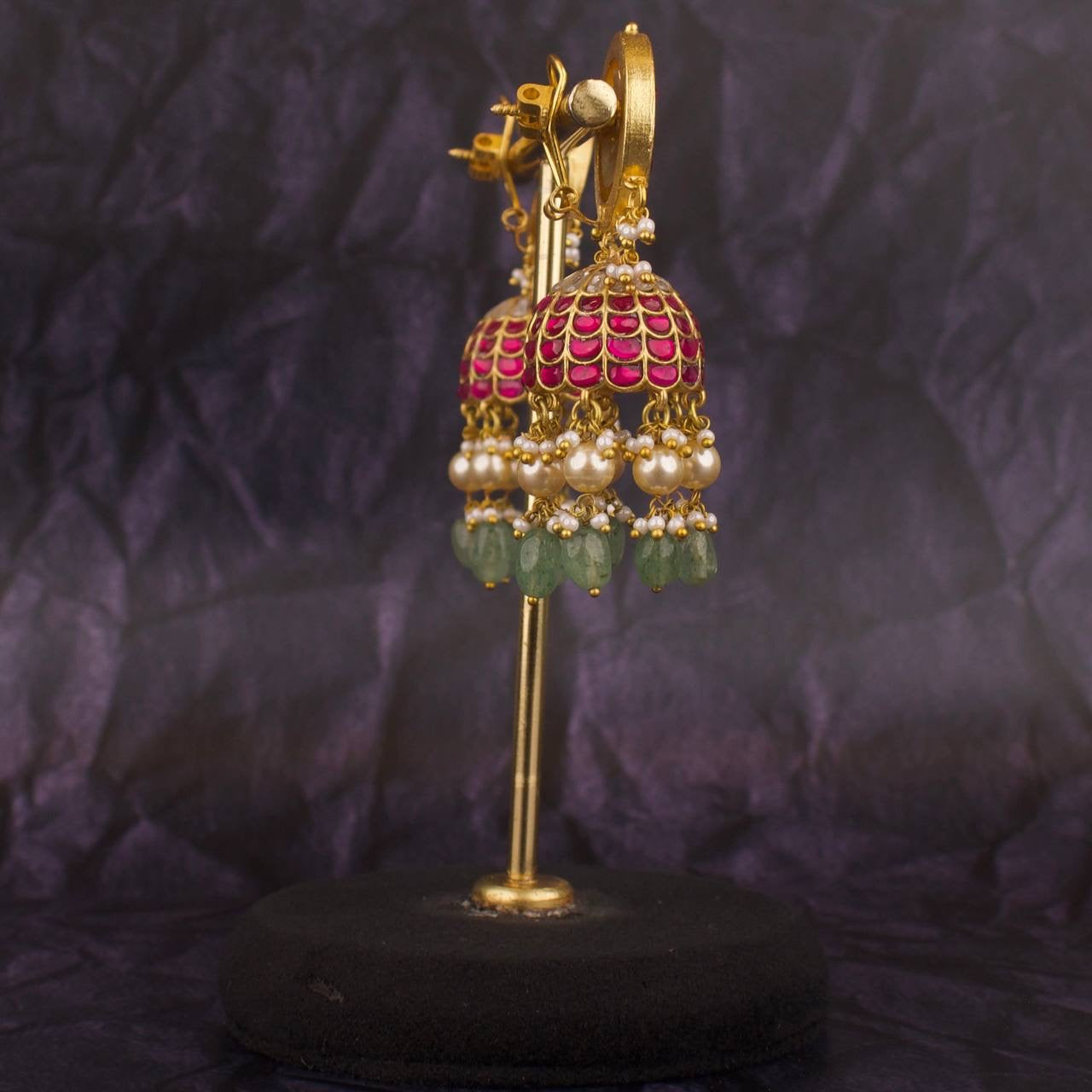 Peacock Studded Jadau Kundan Bridal Jhumki Earring