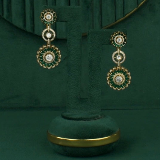 Grand floral Design Polki Victorian Layer Haram With Matching Hanging Earrings