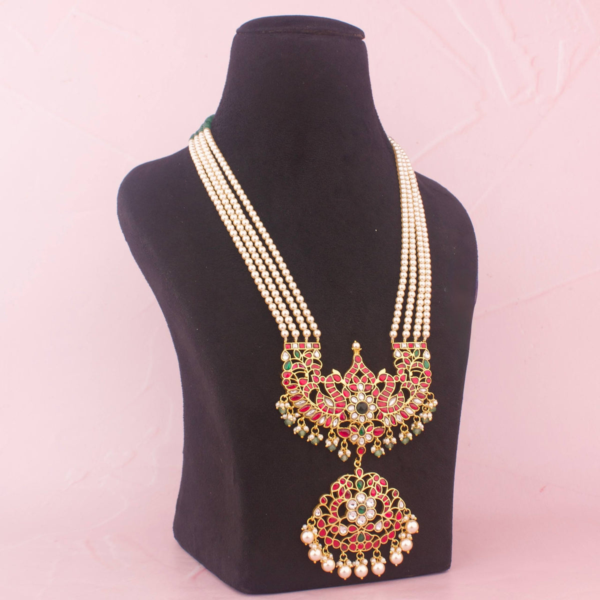 Beads Mala With Traditional Pendant With Pearl Drops