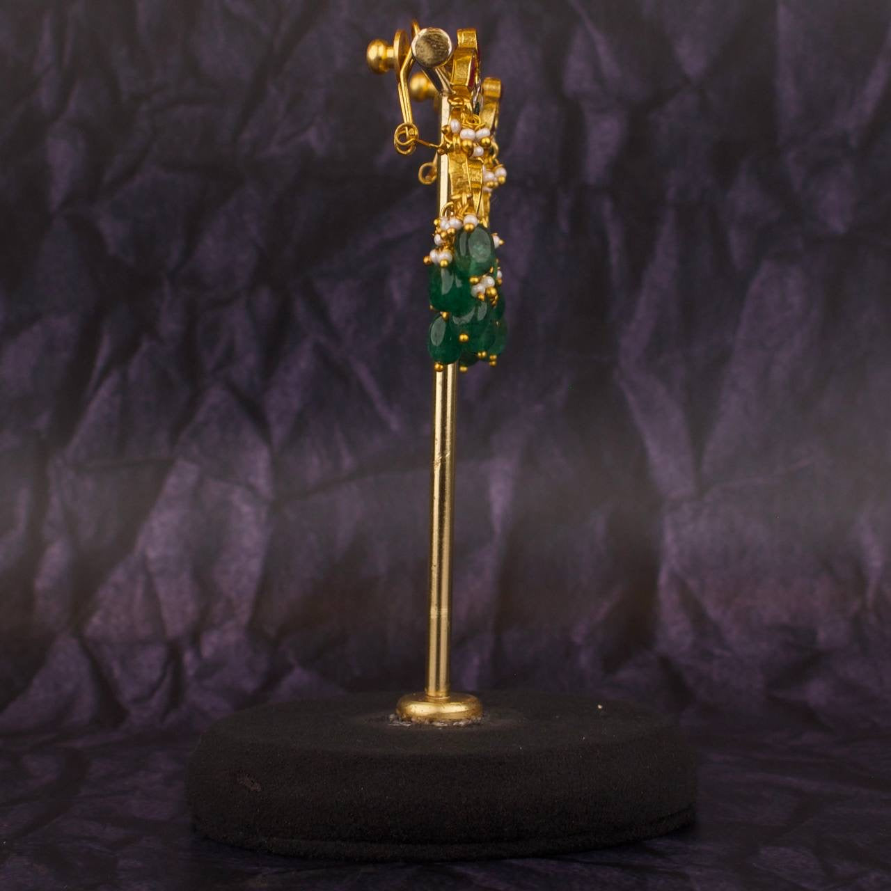 Sleek Jadau Kundan Chandbali Style Hanging Earrings