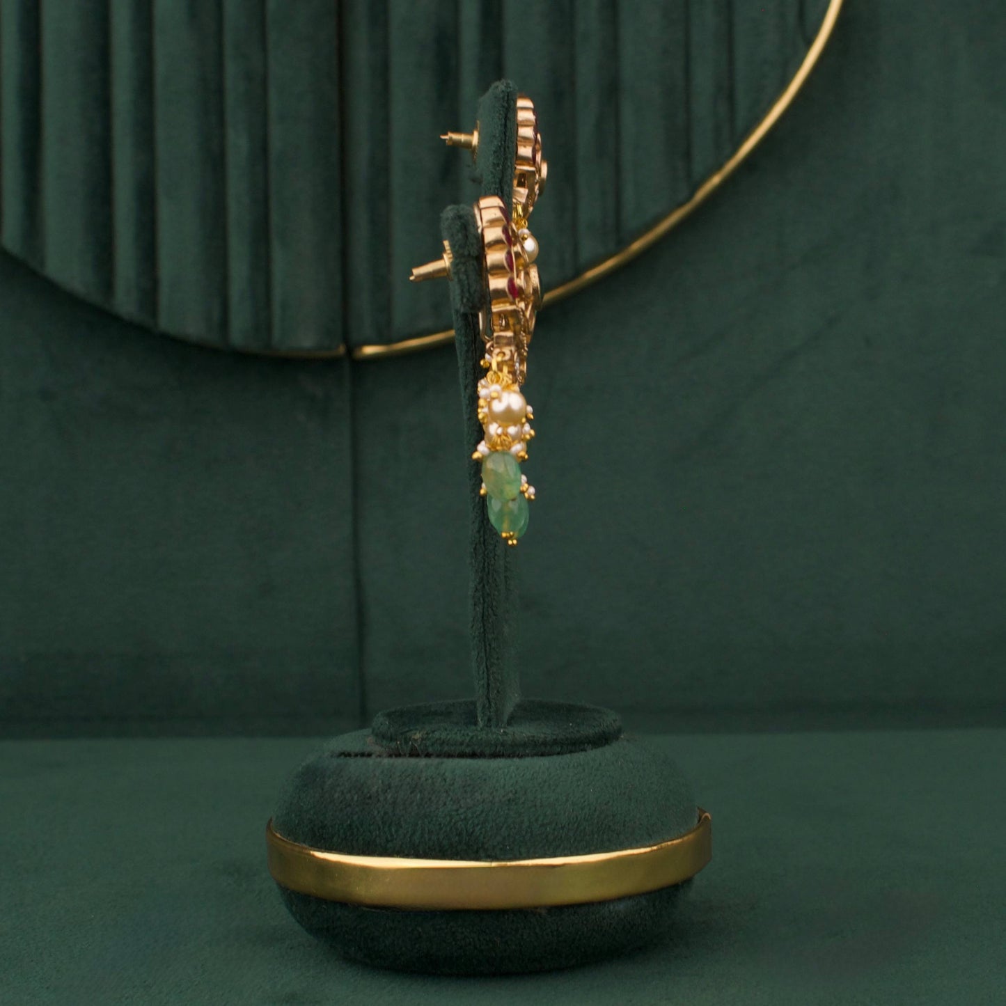 Lavish Victorian Necklace Set with Green Beads And Matching Earrings