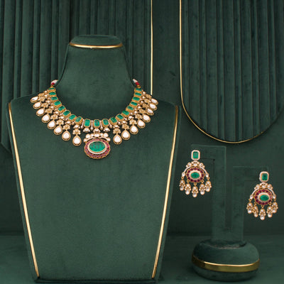 Classy Victorian Short Necklace Set With Matching Earrings