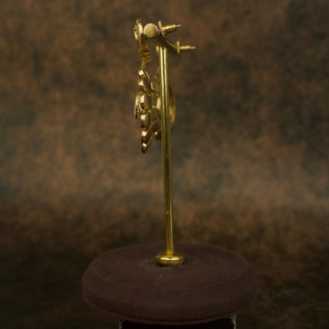 Exquisite Fusion Victorian Polki Chandbali Earrings with Kundan Stones