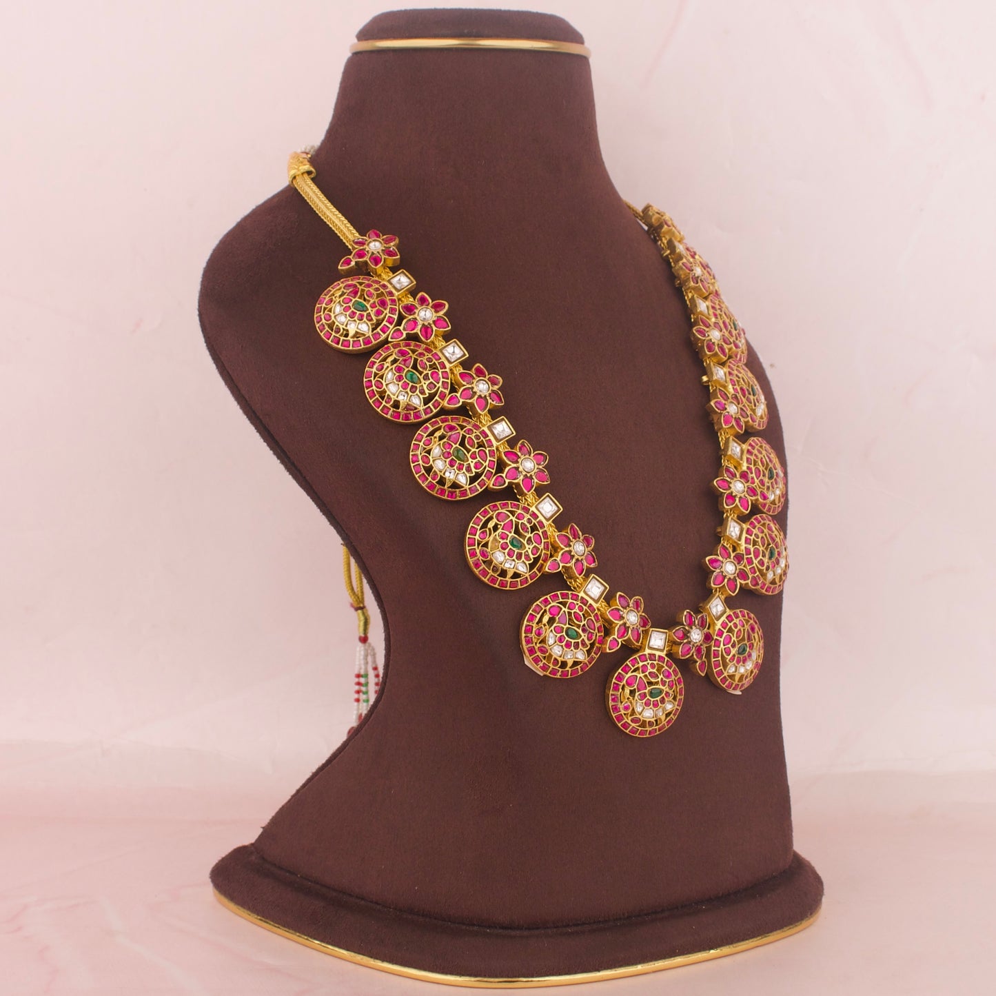 Serene Peacock Jadau Kundan Bottumala Necklace - DULHAN JEWELS