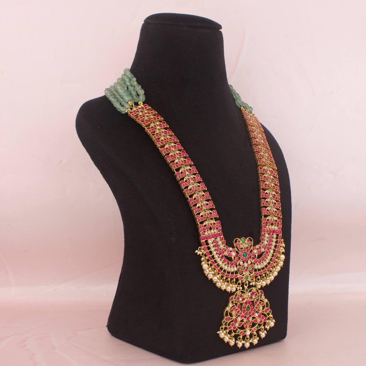 Bridal Jadau Kundan Rani Haram Long Necklace With Beads Chain