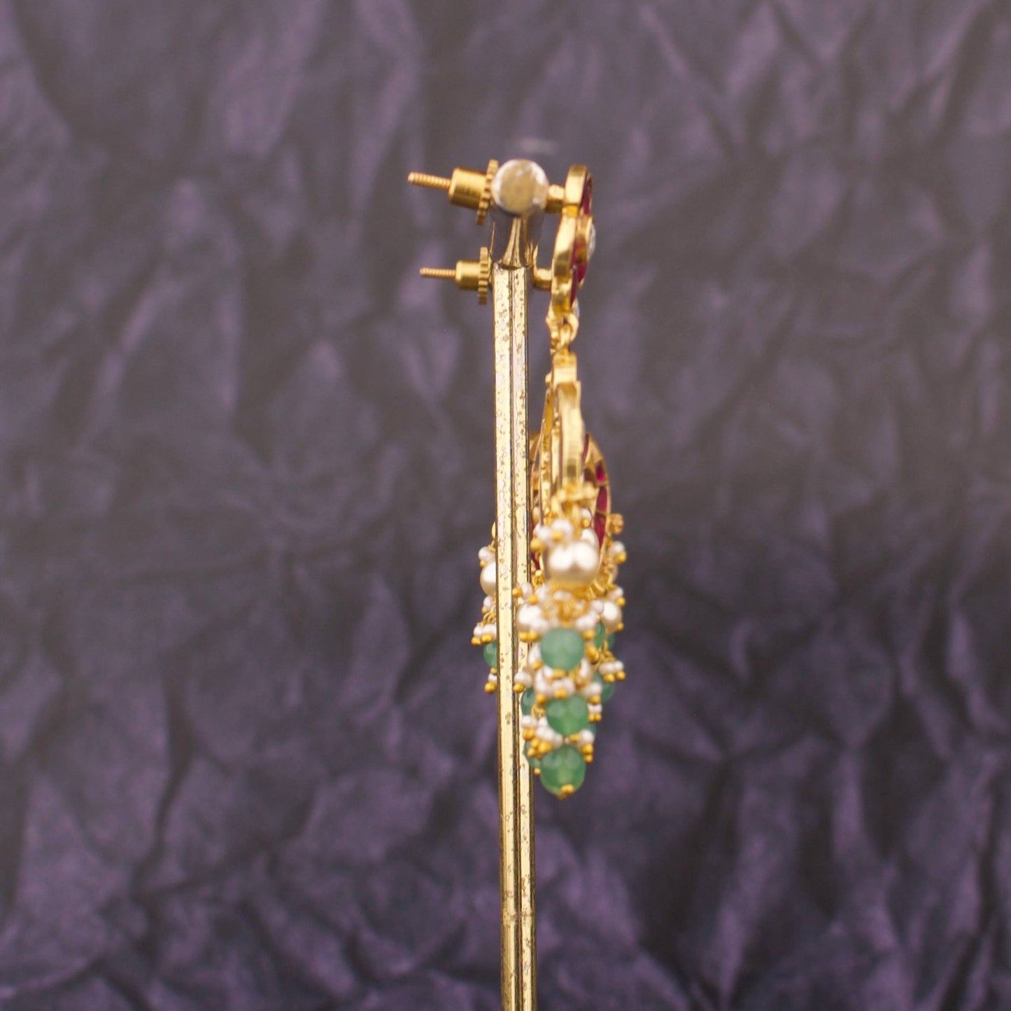 Grand Bridal Jadau Kundan Short Necklace With Pink Stones And Floral Pearl Drop Pendant