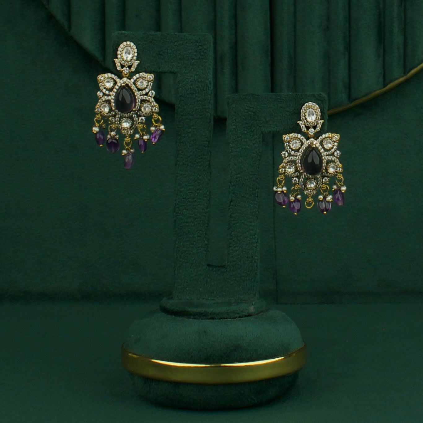 Traditional Two-Line Victorian Necklace Set with Earrings