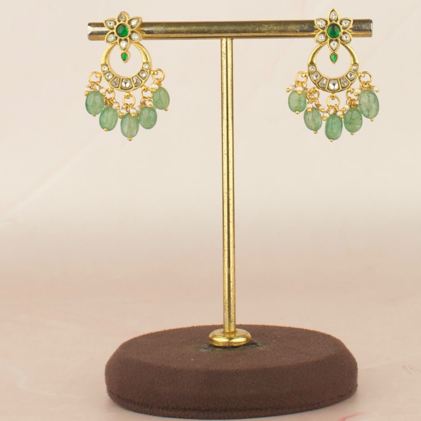 Unique Floral Studded Jadau Kundan Chandbali