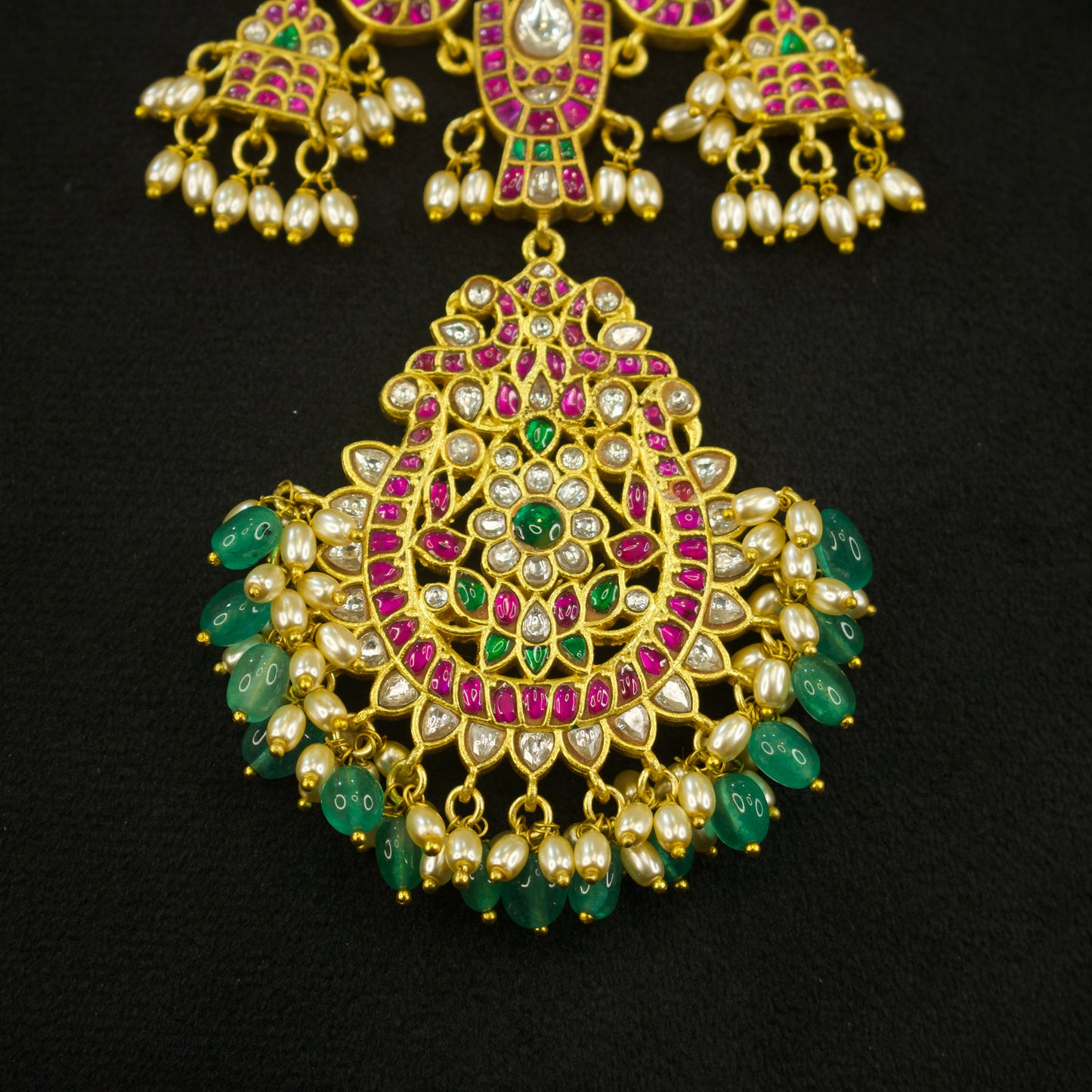 Grand Necklace Style Jadau Kundan Beads Mala