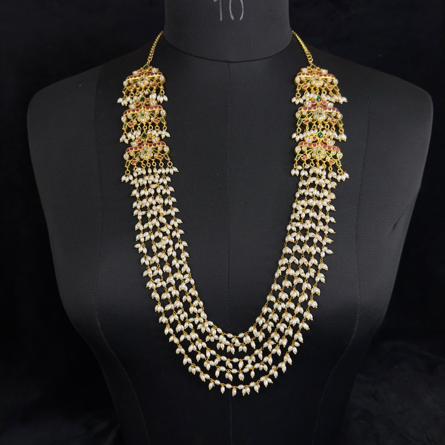 Elegant Jadau Long Pearl Mala