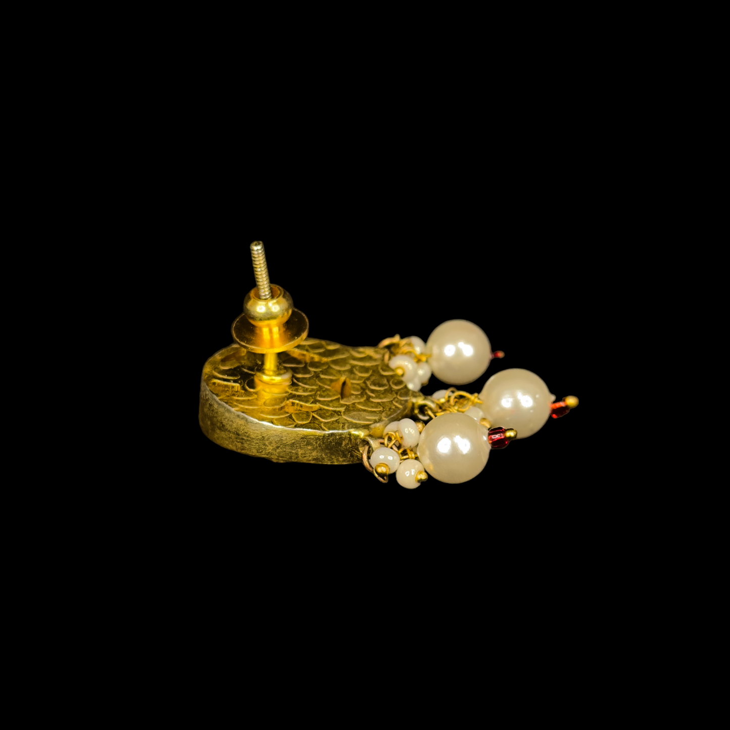 Intricate Flower Stud Earrings in Jadau Kundan with Pearls - DULHAN JEWELS