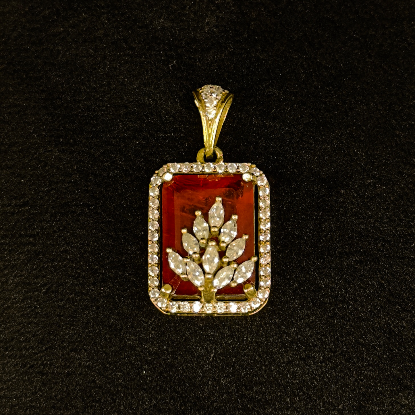 Antique Victorian Pendant Set with Diamond Floral Design and Matching Earrings