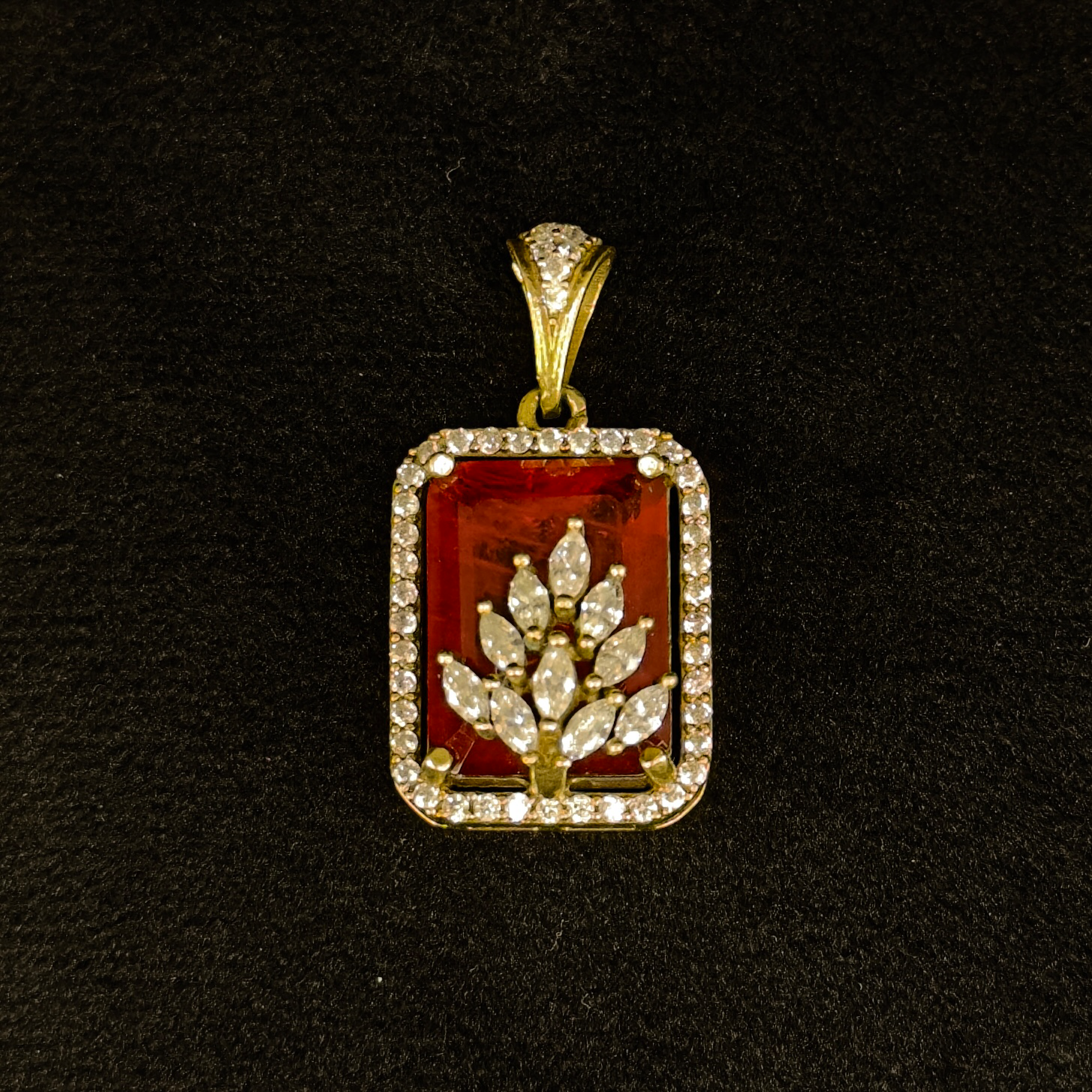 Antique Victorian Pendant Set with Diamond Floral Design and Matching Earrings