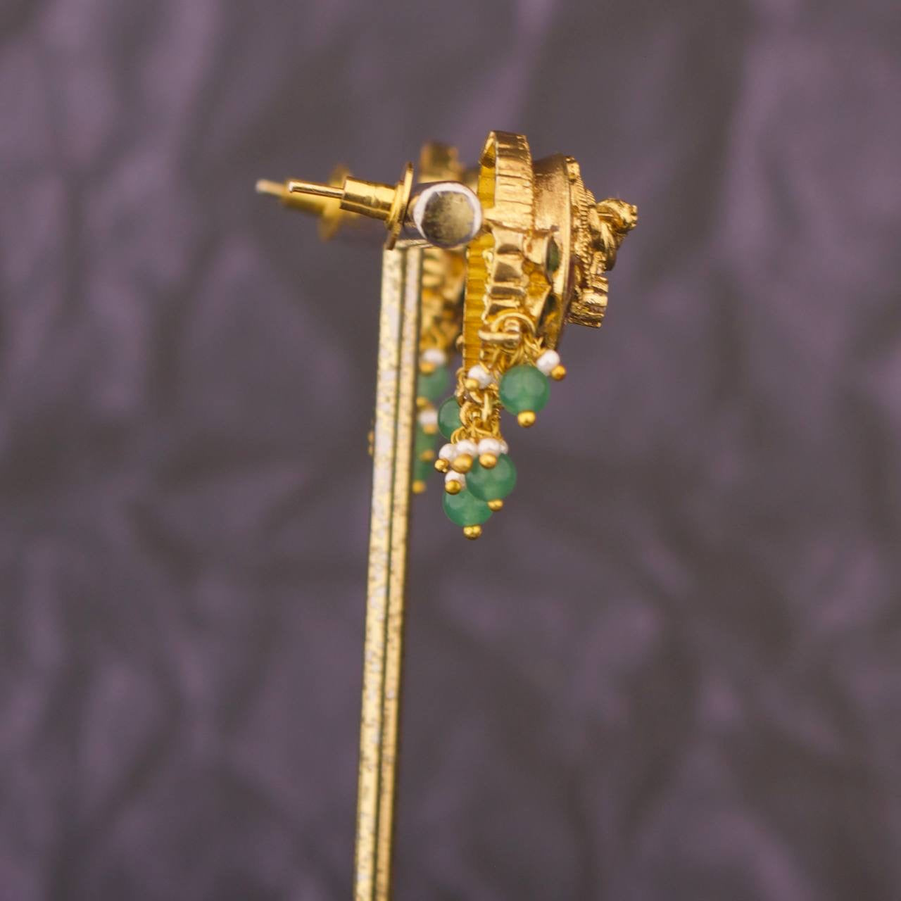 Temple Style Peacock Jadau Kundan Studs