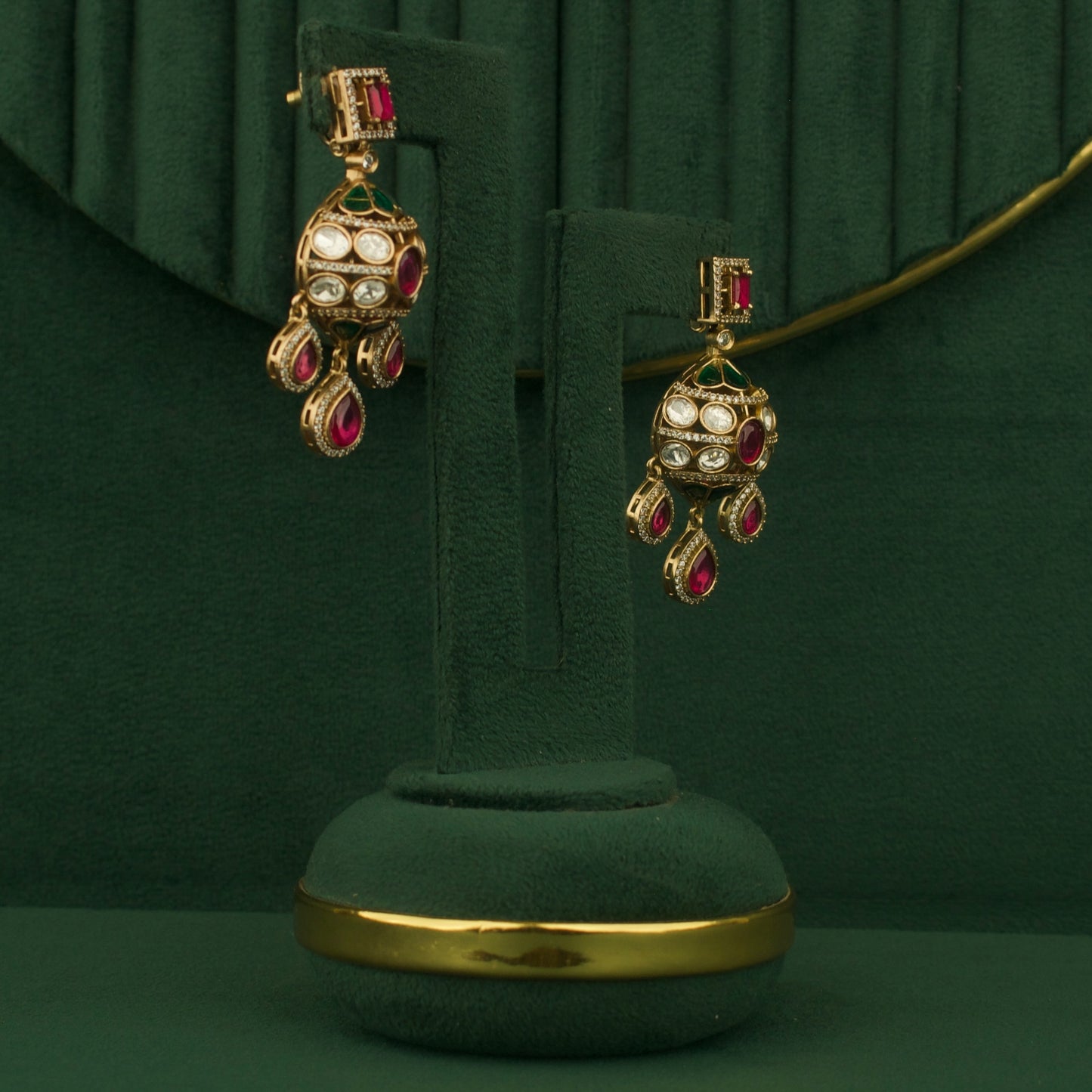 Designer Fusion Kundan & Polki Victorian Necklace with Matching Earrings