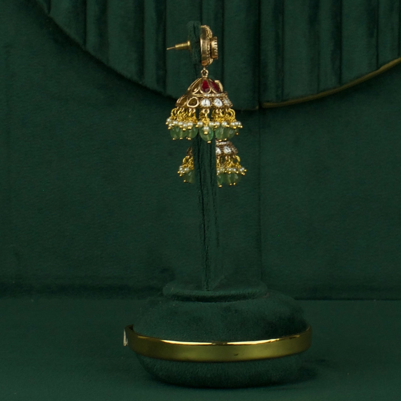 Sparkling Polki & Kundan Fusion Jhumki Earrings
