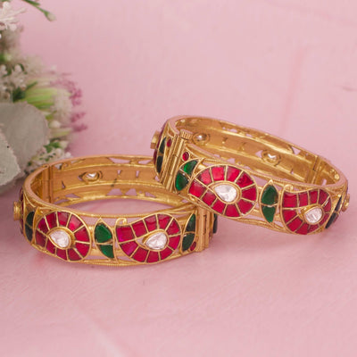 Designer Jadau Kundan Bangles With Mango Design