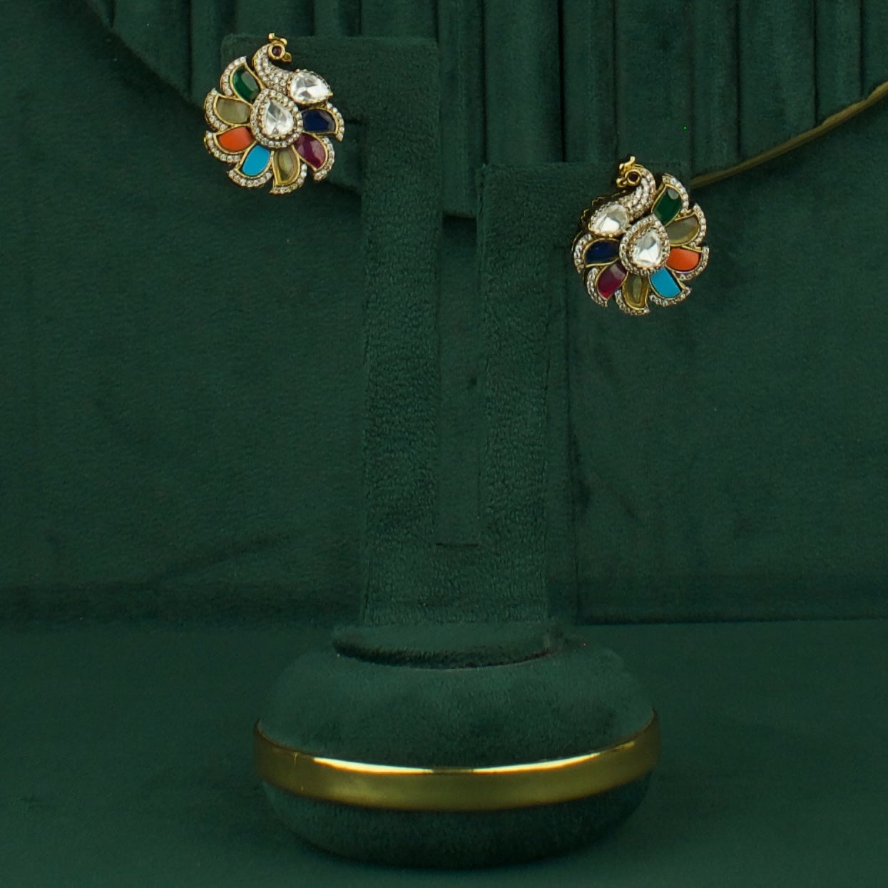 Graceful Fusion Kundan & Polki Peacock Victorian Tops