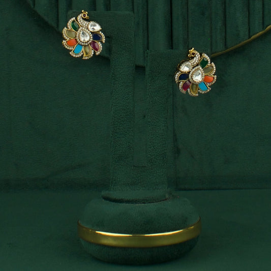Graceful Fusion Kundan & Polki Peacock Victorian Tops