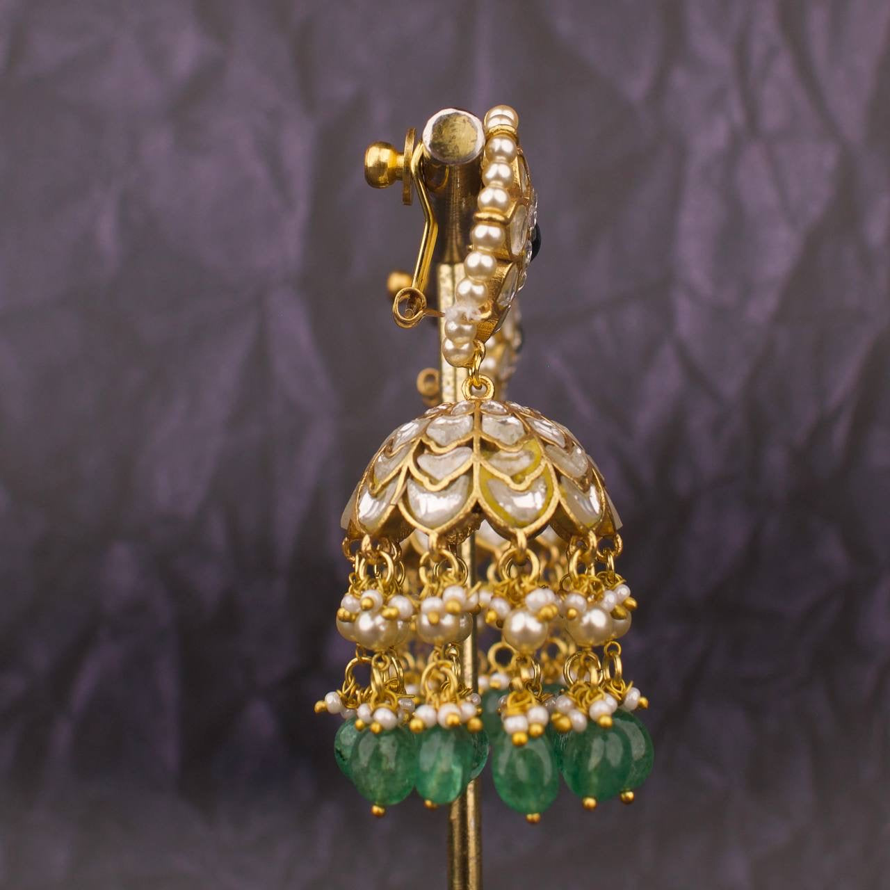 Majestic Jadau Kundan Floral Studded Jadau Kundan Jhumka Earrings