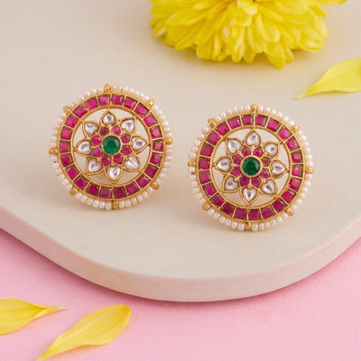 Multicolour Jadau Kundan Stud Earrings