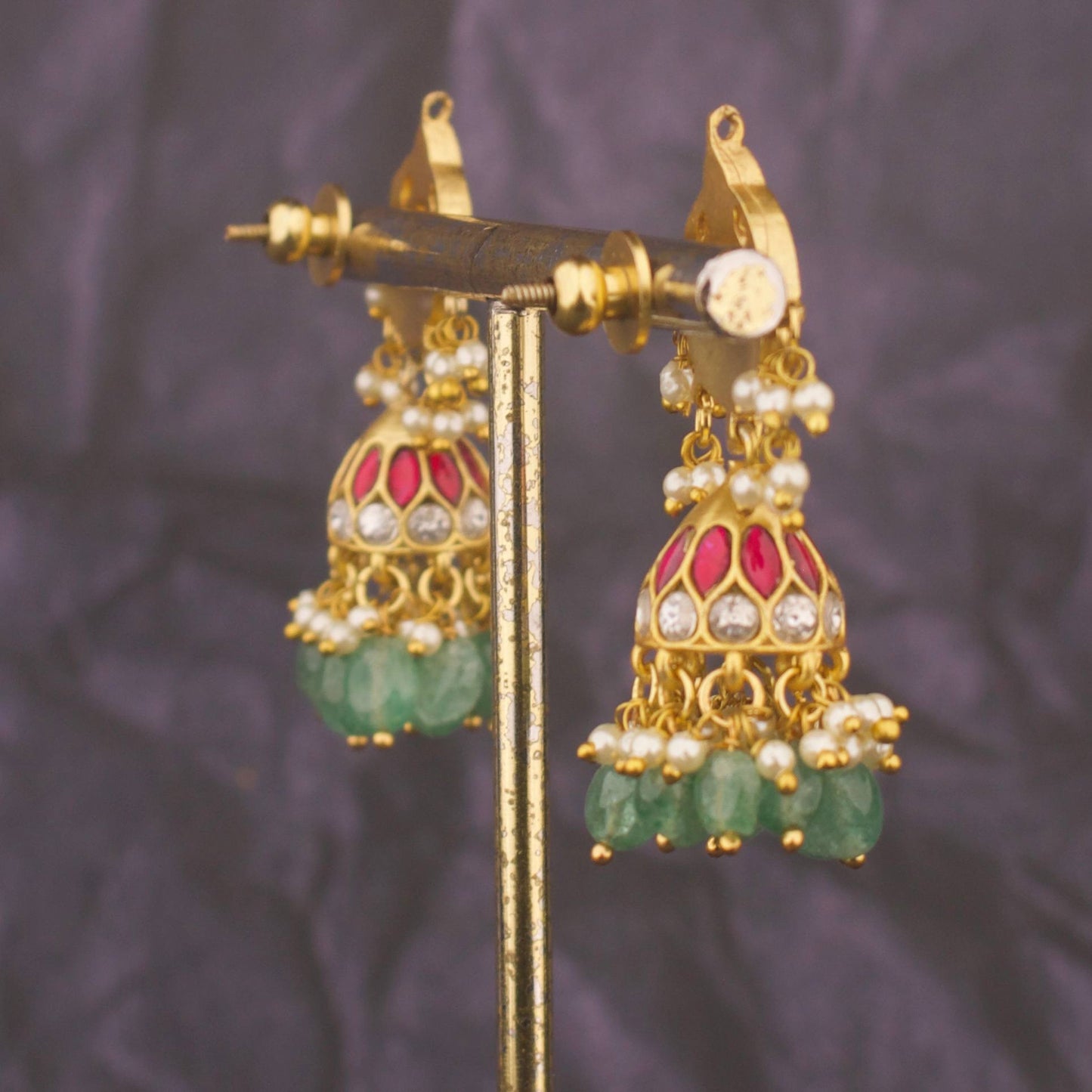 Chand Studded Jadau Kundan Jhumki Earrings